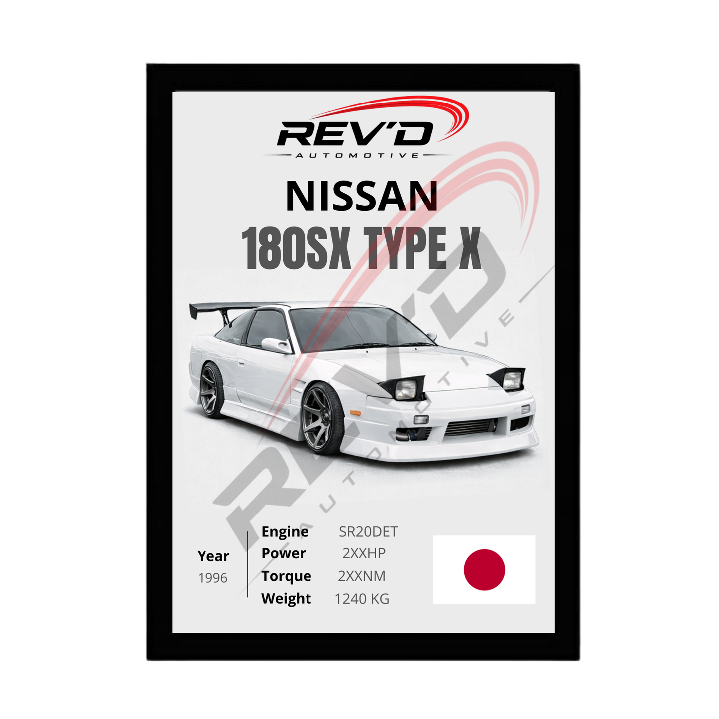 Nissan 180SX Type X Framed Poster
