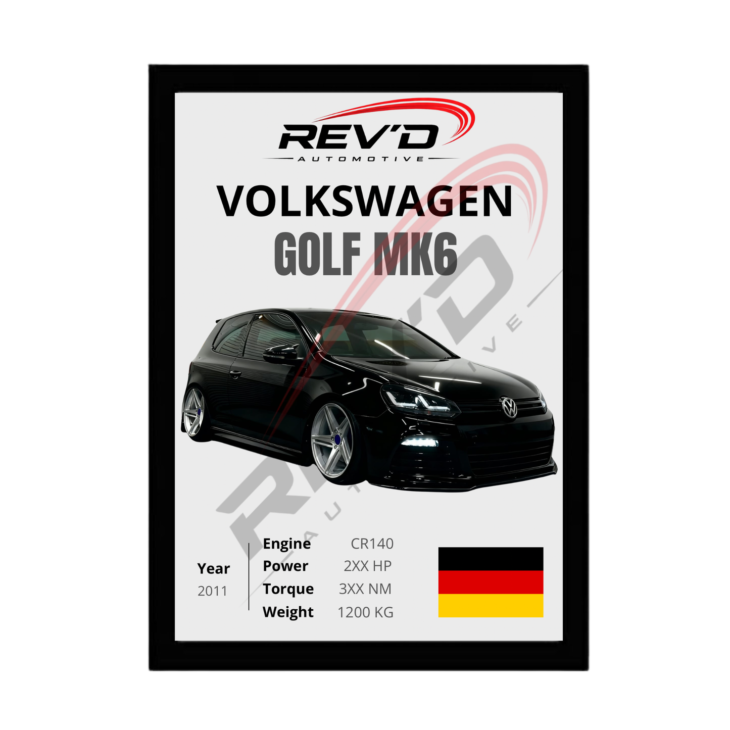 Volkswagen Golf MK6 Framed Poster