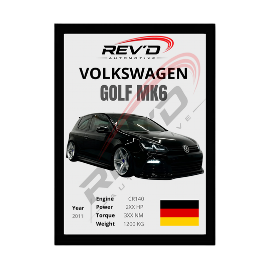Volkswagen Golf MK6 Framed Poster