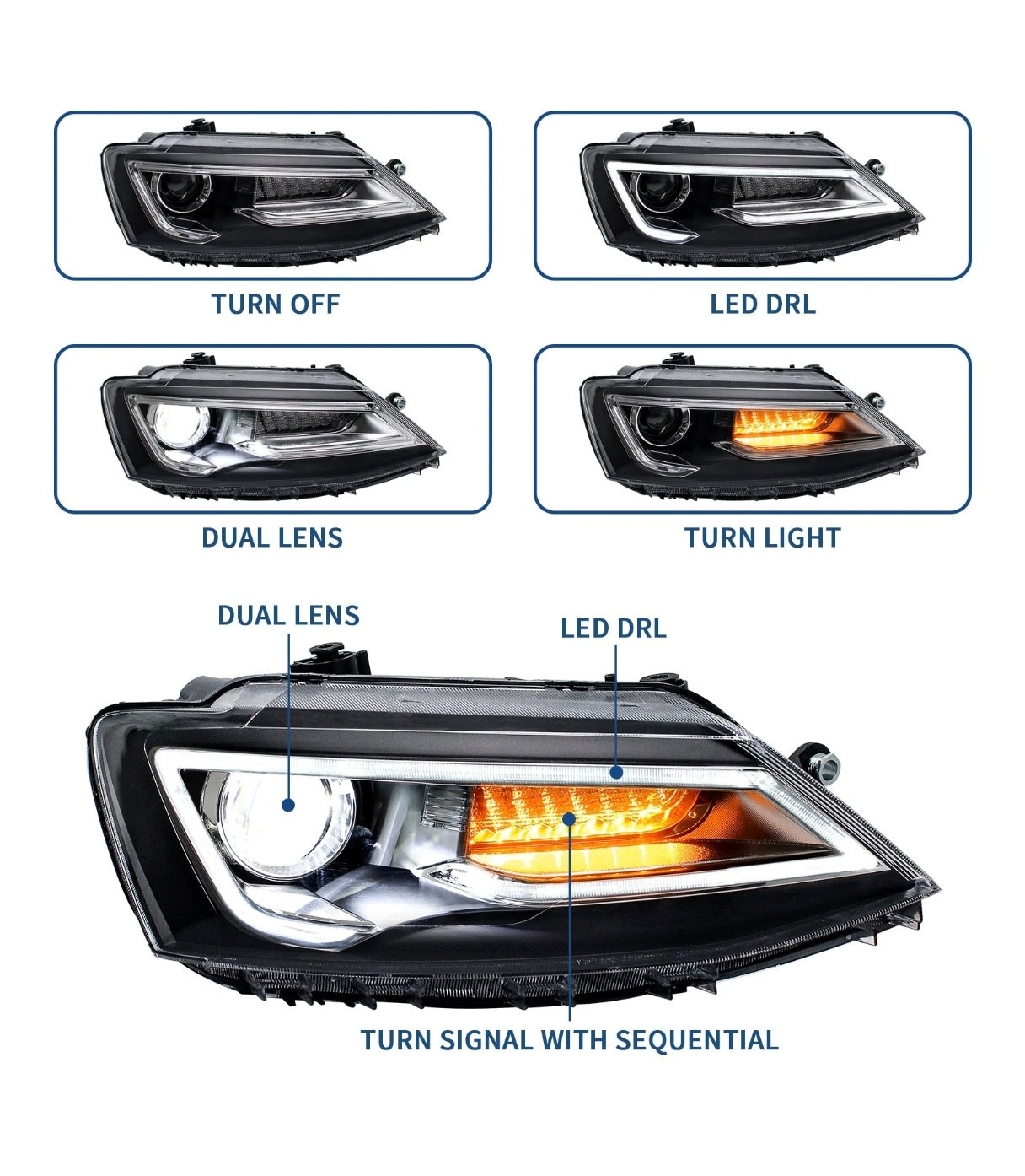 VLAND MK6 Jetta LED Headlight